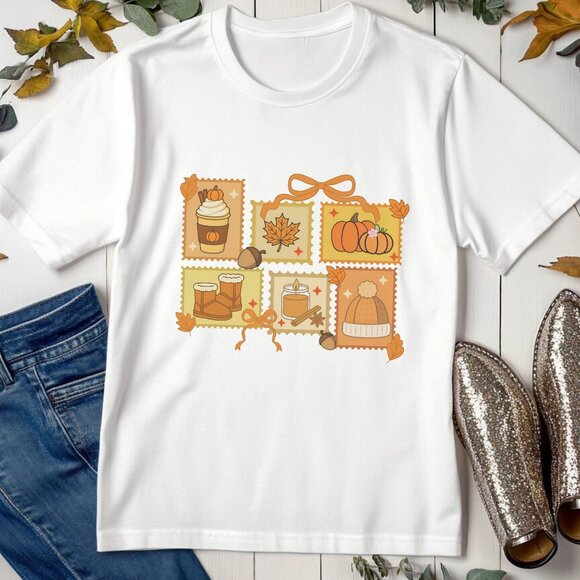 Cozy Season Pumpkin Spice Sweater Weather Graphic Tee Fall Autumn T-Shirt - Picture 2 of 4